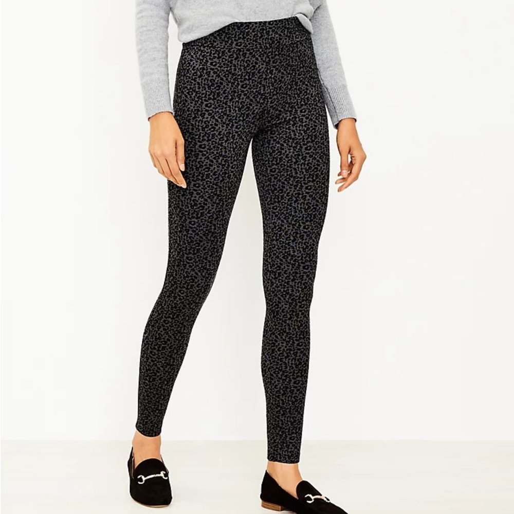 Loft Leopard Ponte Leggings Petite XS